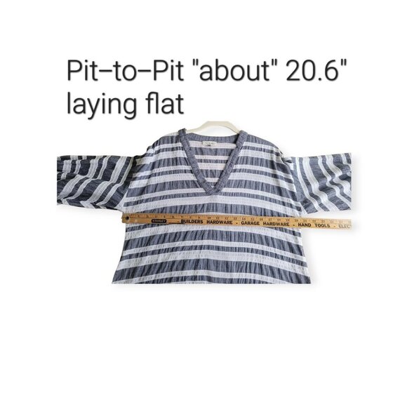 COURT & ROWE Blue Striped Cotton Blouse M - Picture 8 of 12